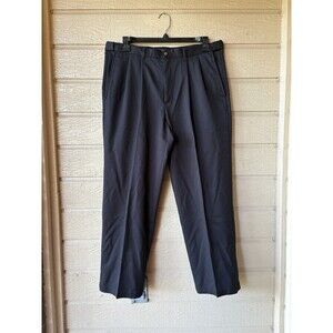 Haggar mens Black Easy Care Polyester Pleated Front Dress Pants size 36 x 30